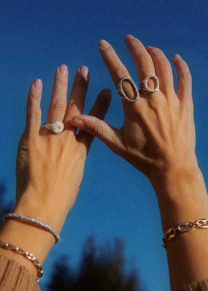 Modern Finish Diamond Oval Ring