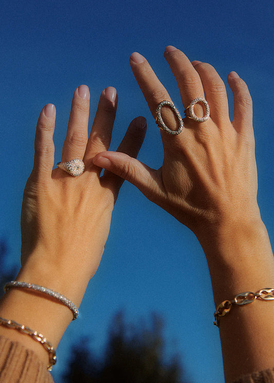 Modern Finish Diamond Oval Ring