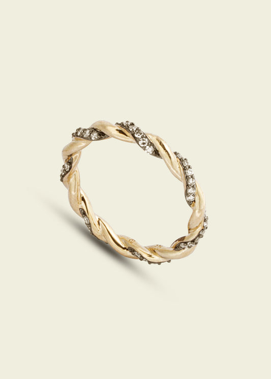 Antique Finish Diamond Twisted Rope Ring