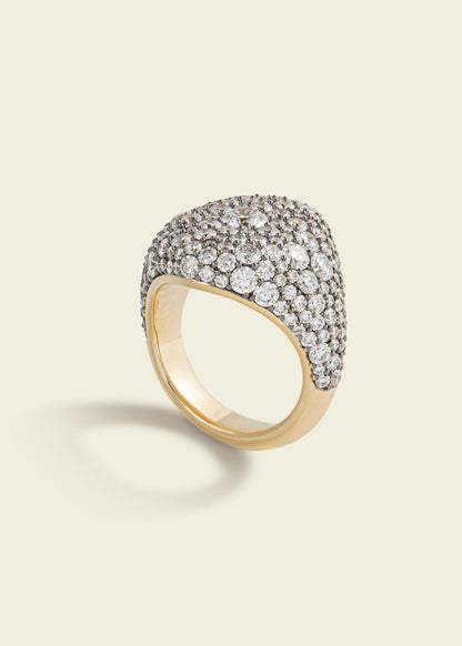 Antique Finish Diamond Signet Ring