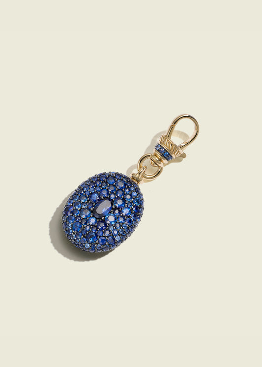Blue Sapphire Oval Pocket Watch Pendant