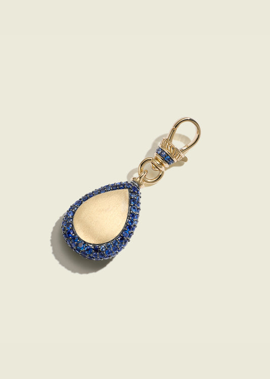 Blue Sapphire Pear Pocket Watch Pendant