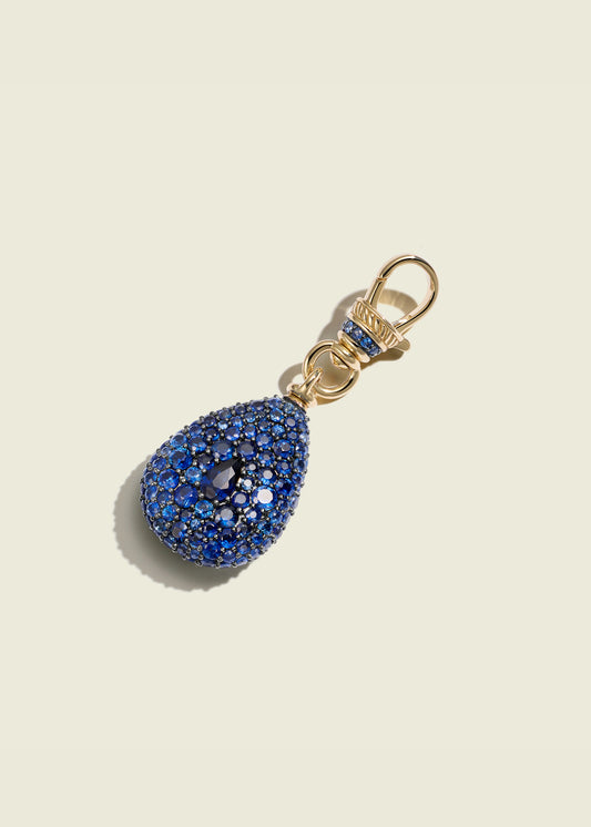 Blue Sapphire Pear Pocket Watch Pendant