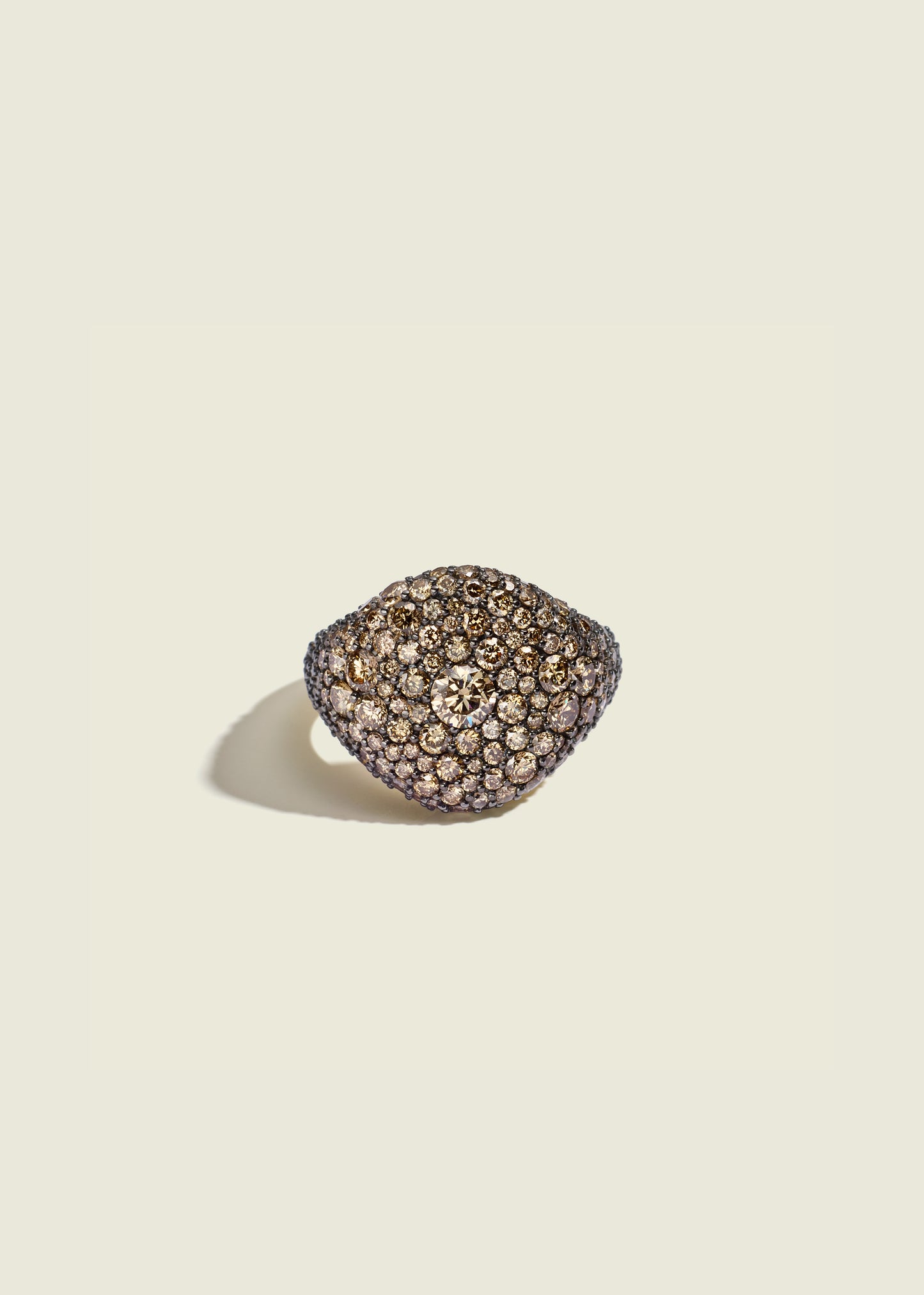 Antique Finish Cognac Diamond Signet Ring