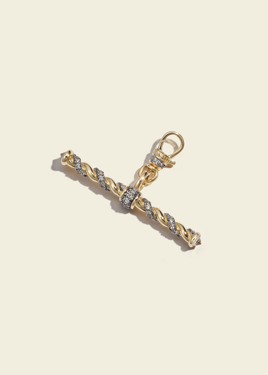 Antique Finish Twisted Rope T-Bar Clip Pendant
