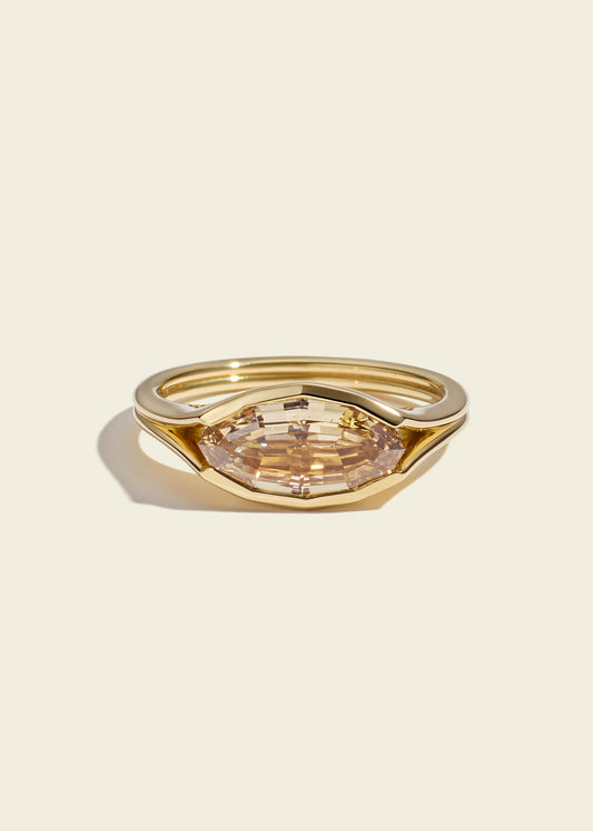 Step cut oval diamond pinky ring