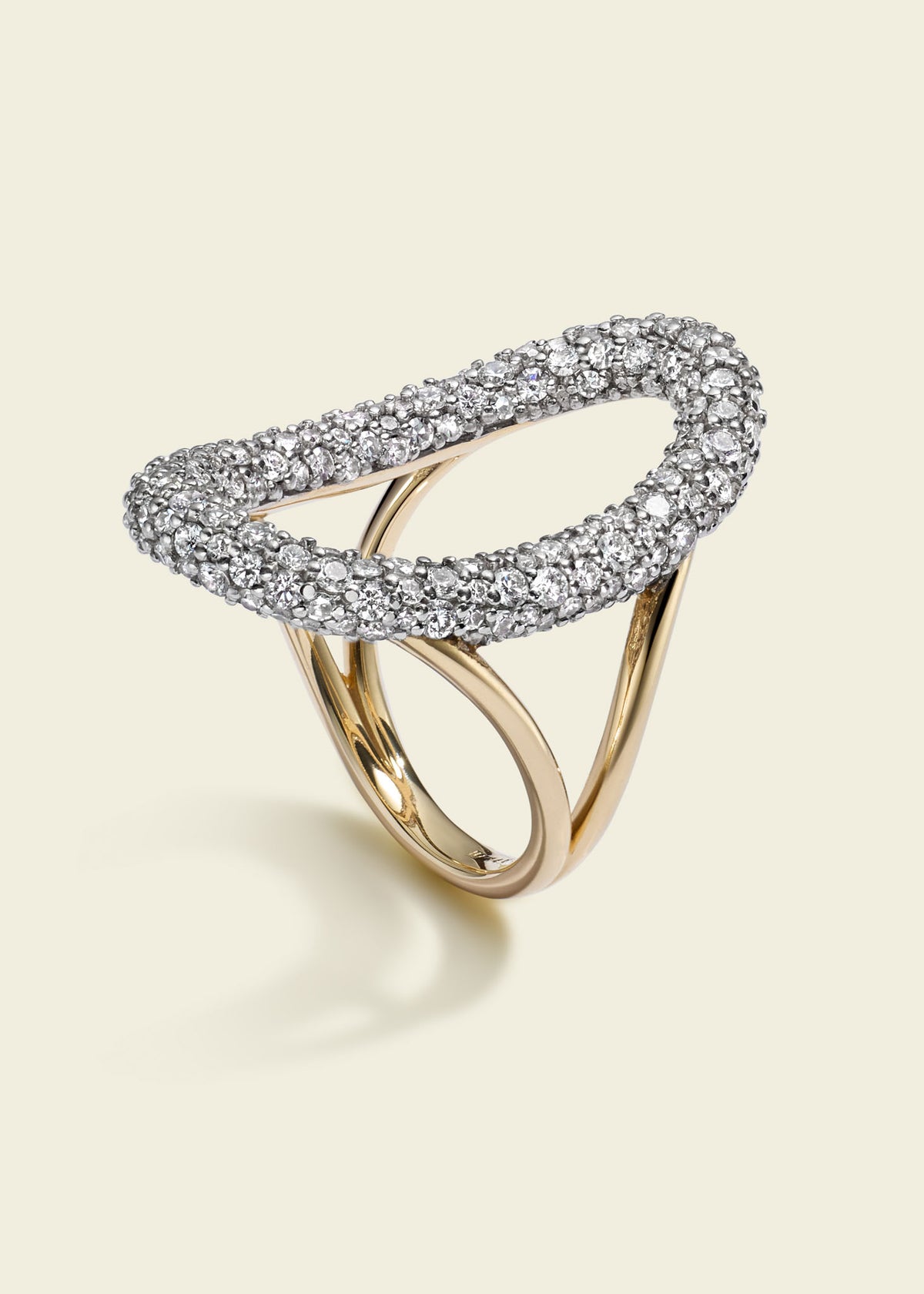 Large Antique Finish Diamond Oval Ring