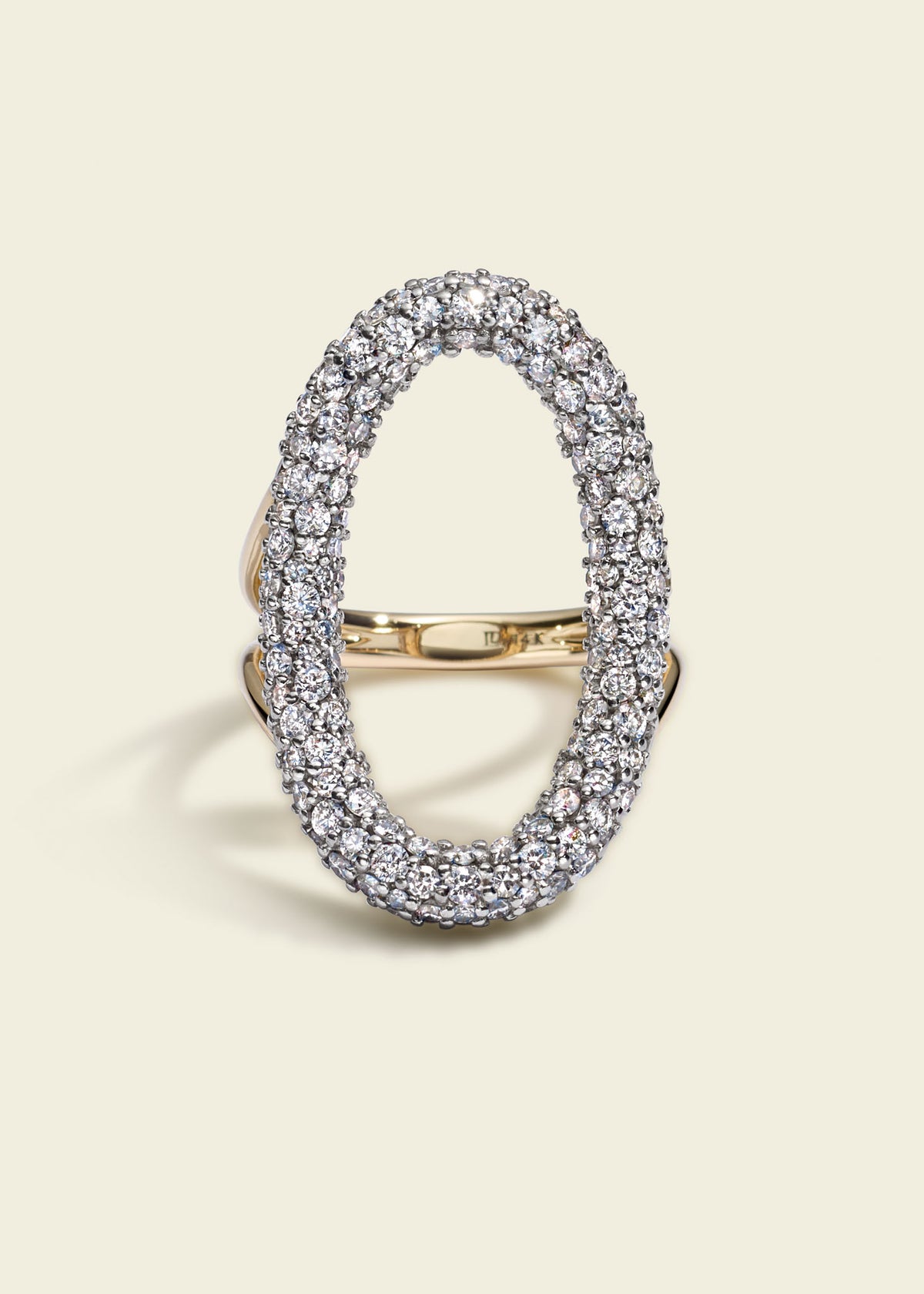 Large Antique Finish Diamond Oval Ring