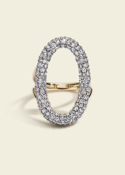 Large Antique Finish Diamond Oval Ring