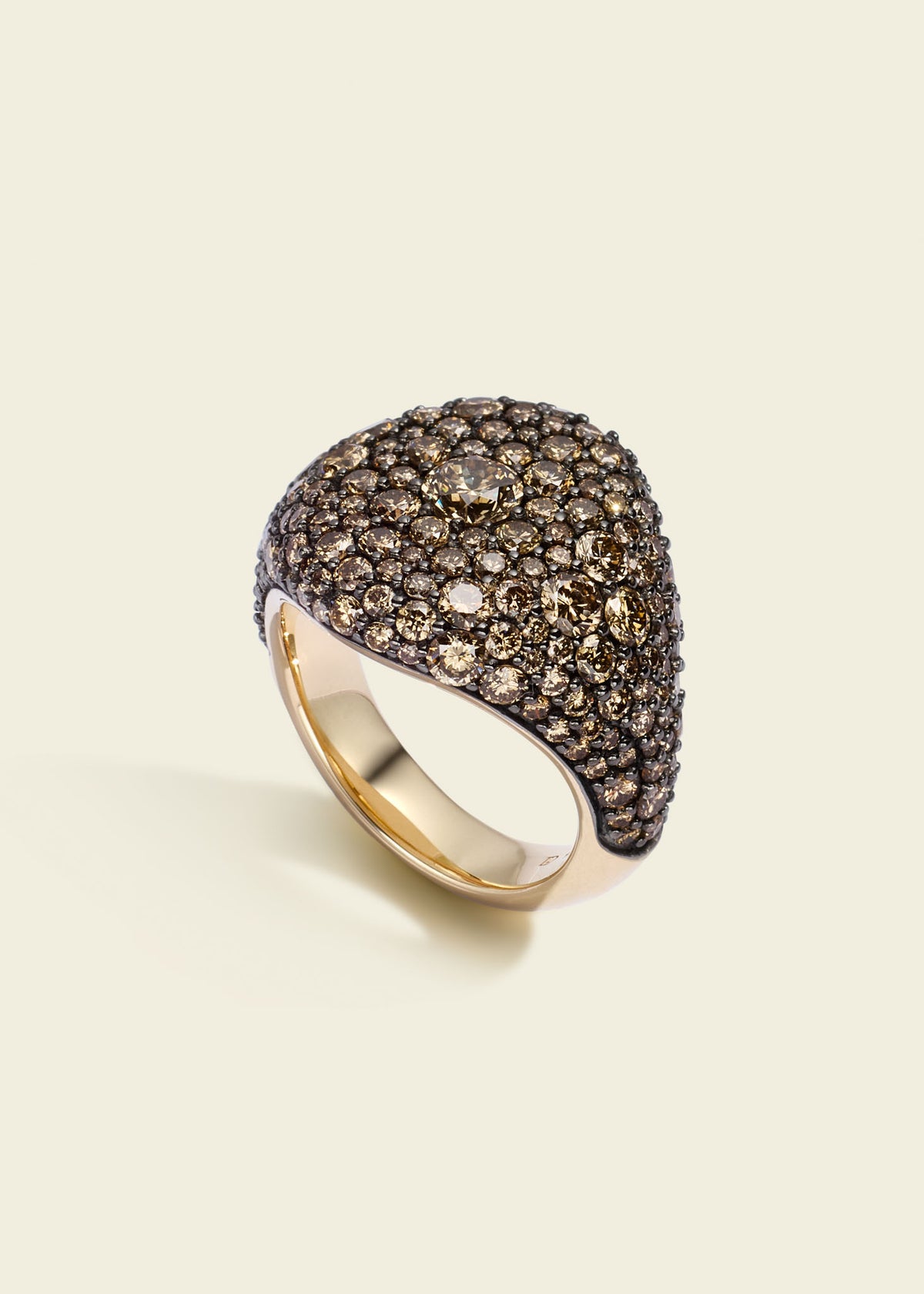 Antique Finish Cognac Diamond Signet Ring