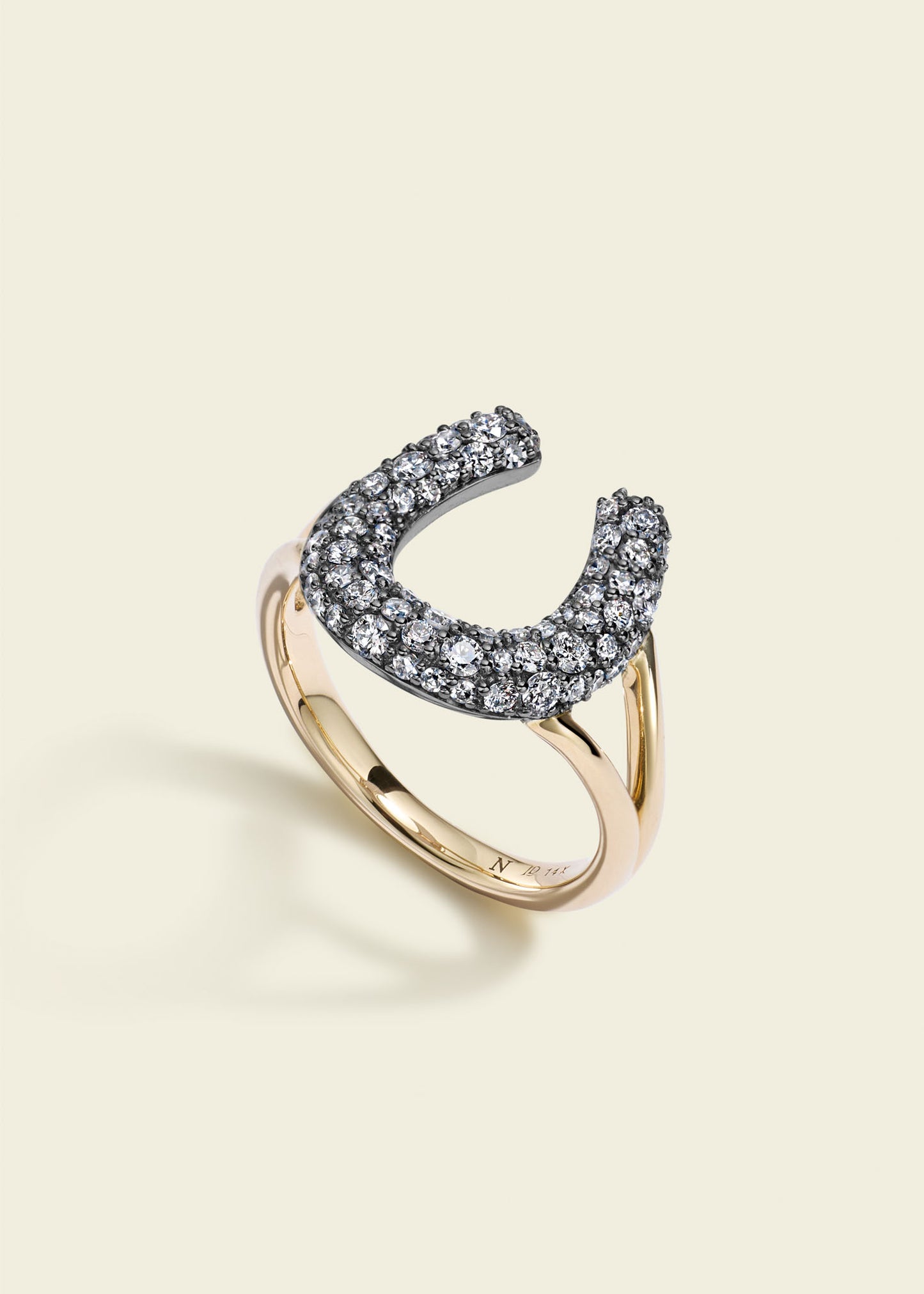 Antique Finish Diamond Horseshoe Ring
