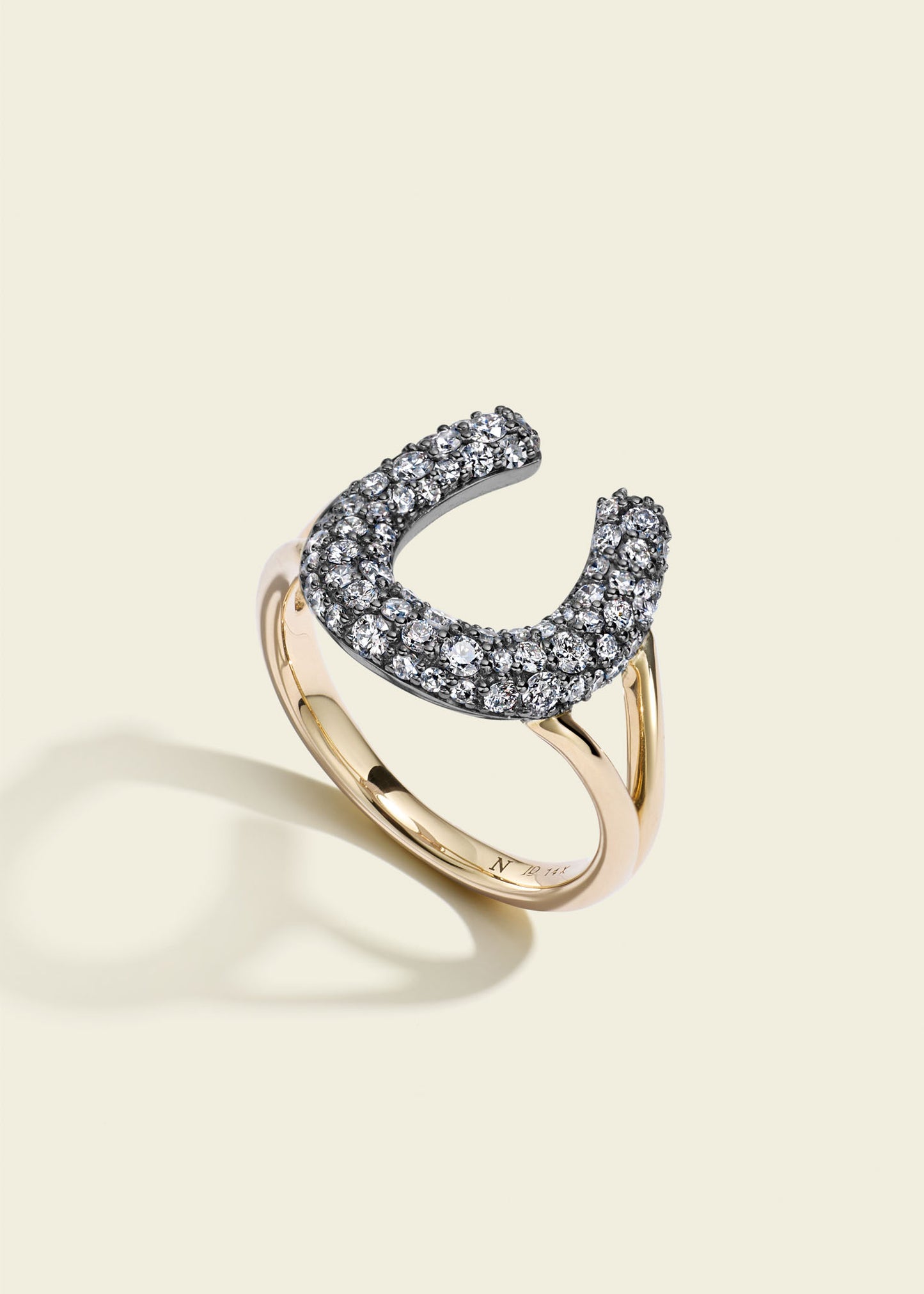 Antique Finish Diamond Horseshoe Ring