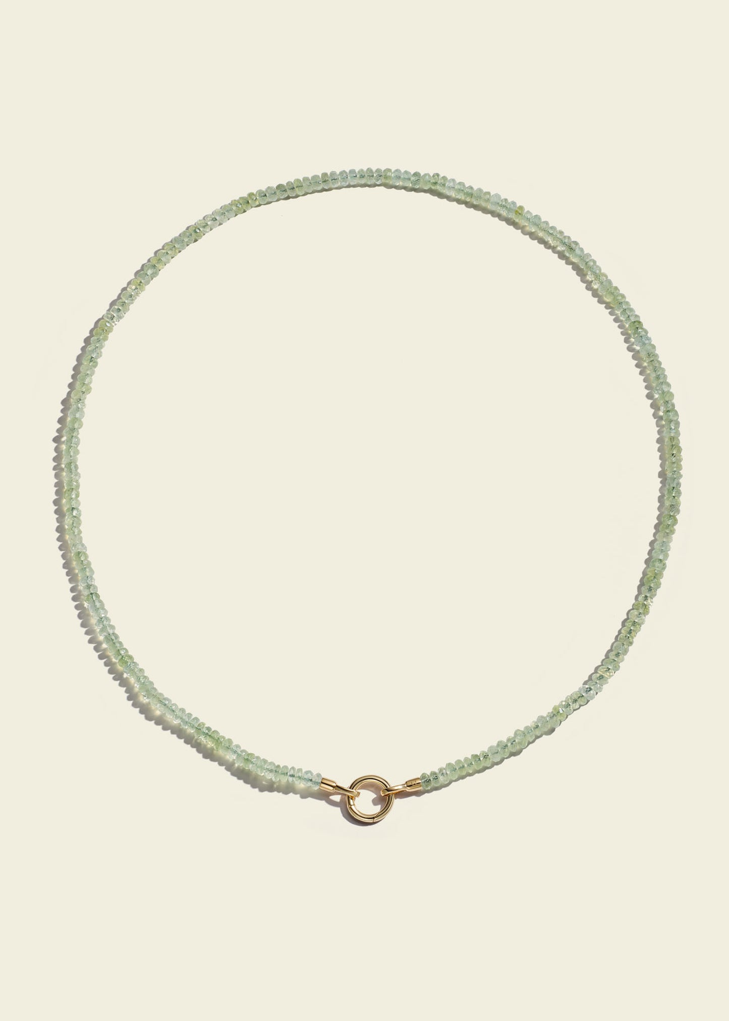 Lucy Delius polished 14ct gold necklace, front view