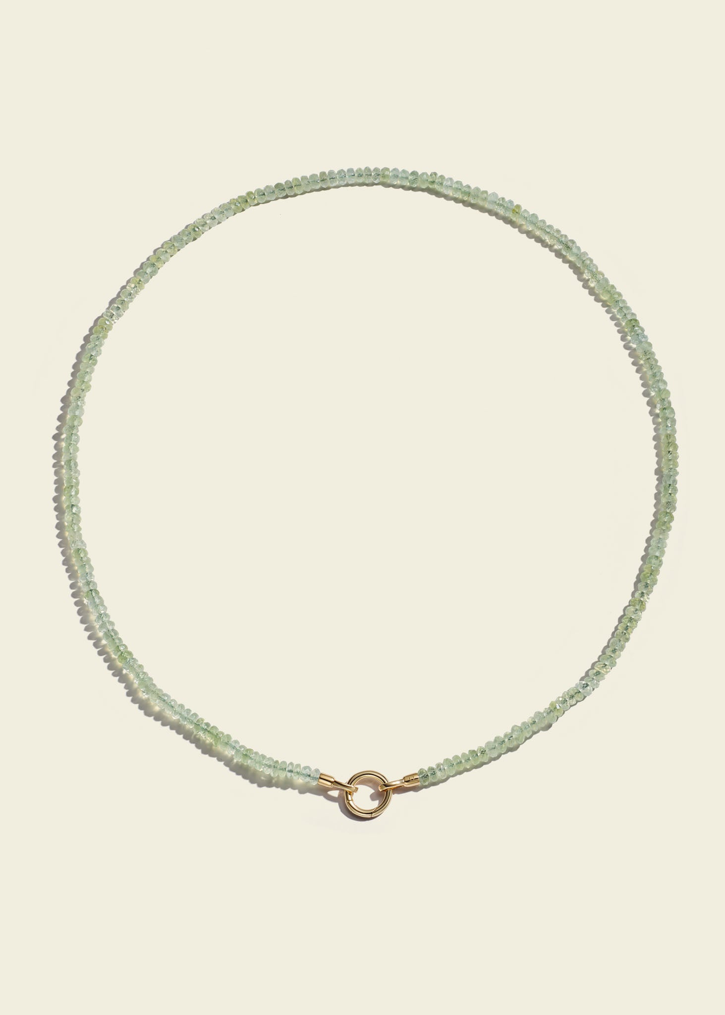 Lucy Delius polished 14ct gold necklace, front view