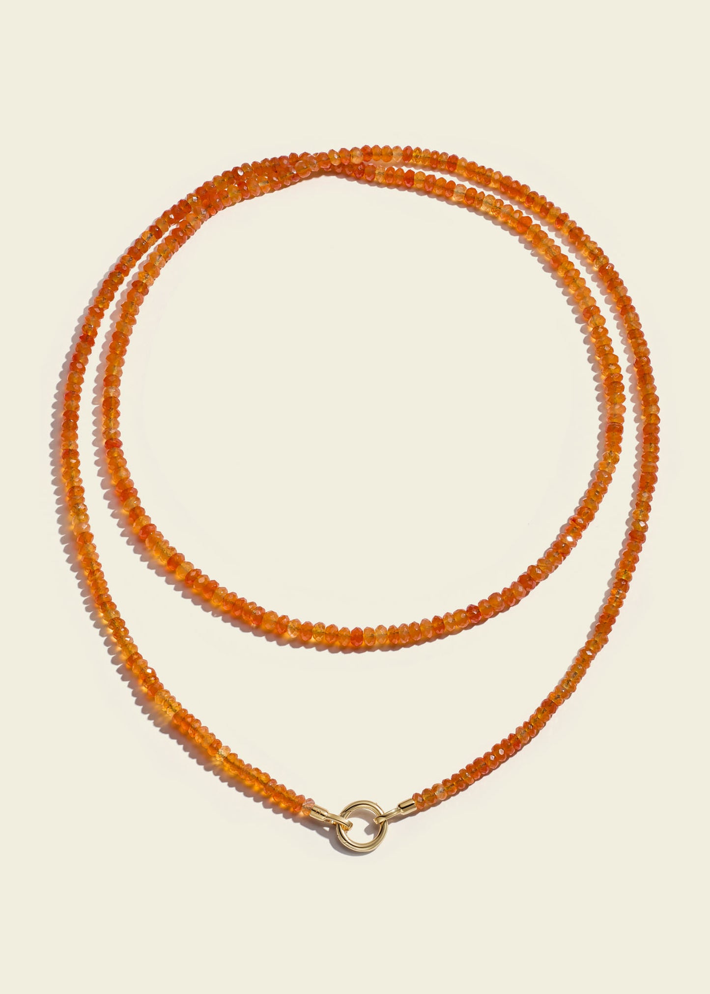Lucy Delius polished 14ct gold necklace, front view