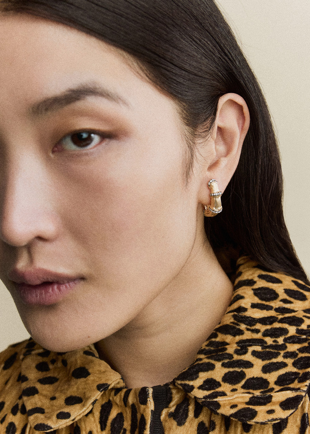 Lucy Delius 14ct gold ear cuffs, close-up detail