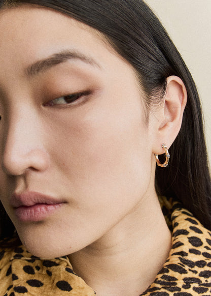Lucy Delius 14ct gold hoop earrings, close-up detail