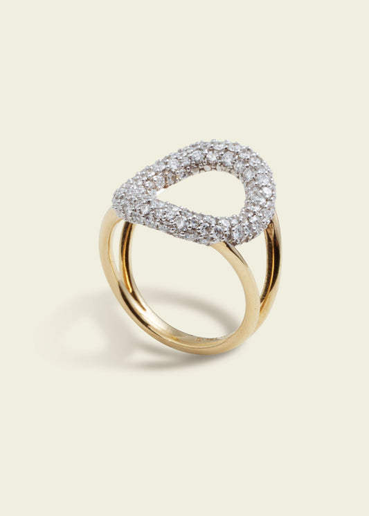 Modern Finish Diamond Oval Ring