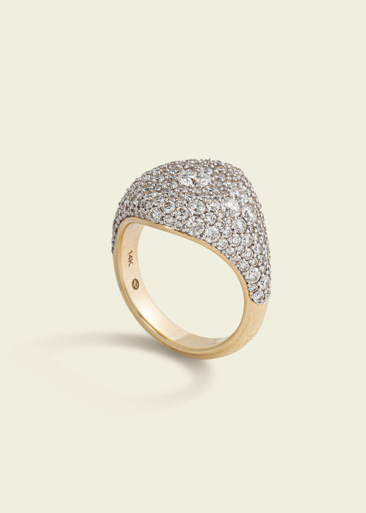 Modern Finish Diamond Signet Ring