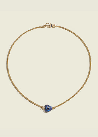 Blue Sapphire Chubby Love Necklace