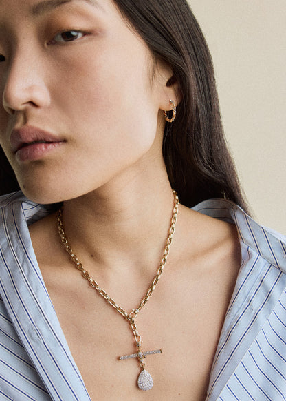 Modern Finish Diamond T-Bar Clip Pendant