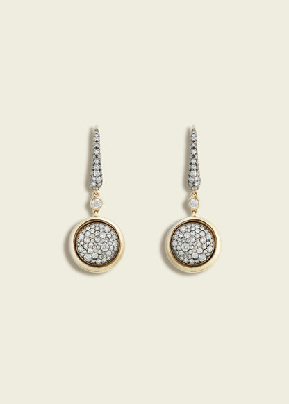 Lucy Delius natural white diamond antique finish 14ct gold earrings, front view