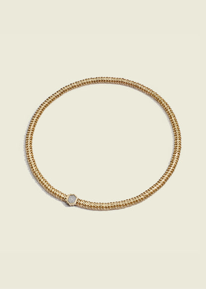 Lucy Delius natural white diamond polished 14ct gold necklace, front view