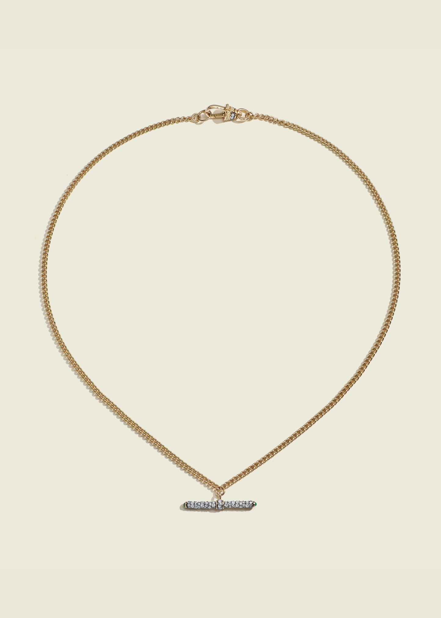 Tiny Antique Finish Diamond T-Bar Necklace