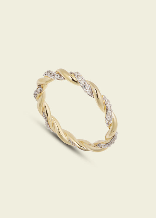 Modern Finish Diamond Twisted Rope Ring