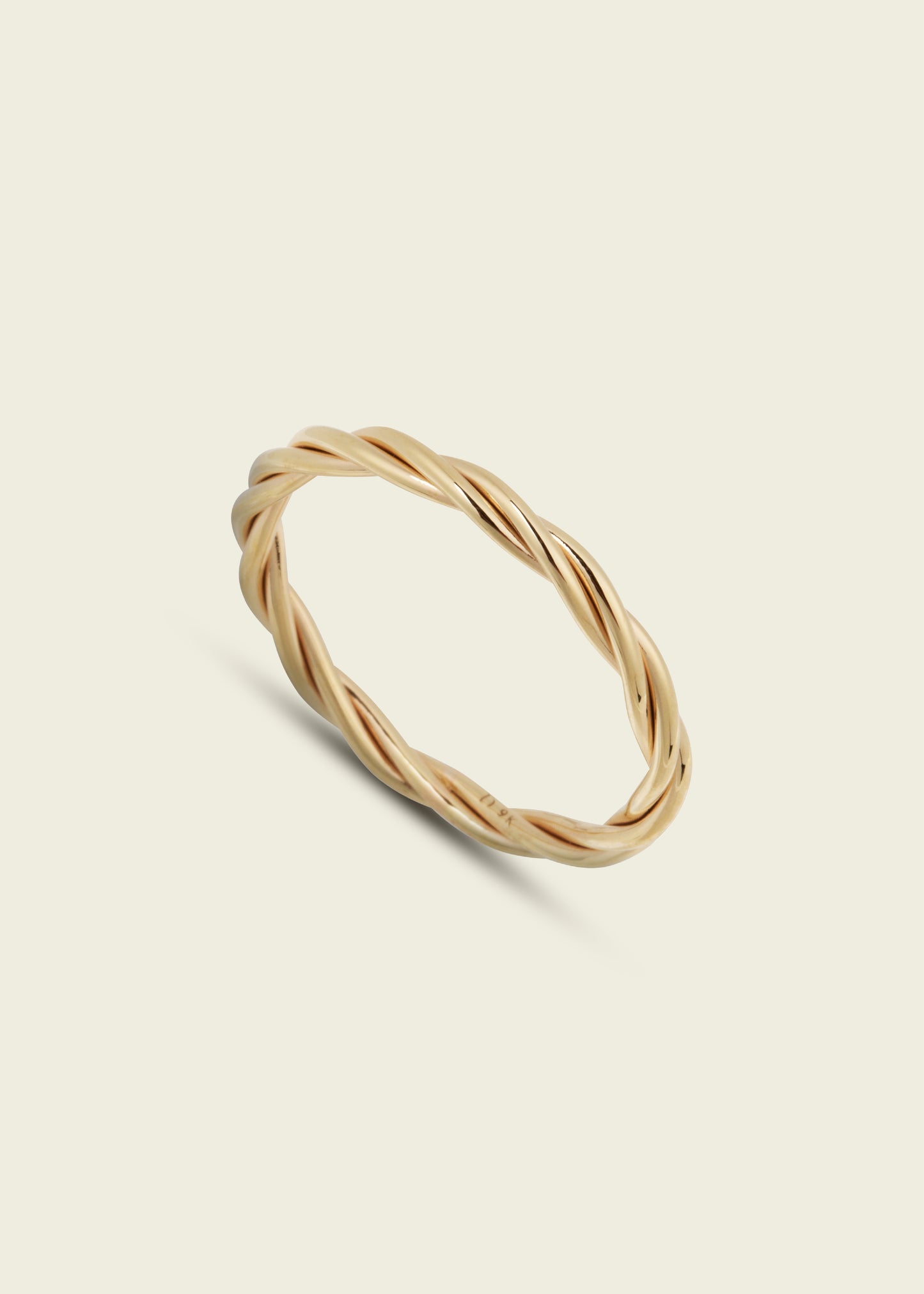 Lucy Delius polished 14ct gold ring, front view