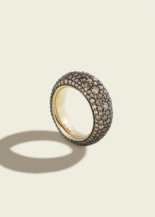 Cognac Diamond Pavé Bombé Ring