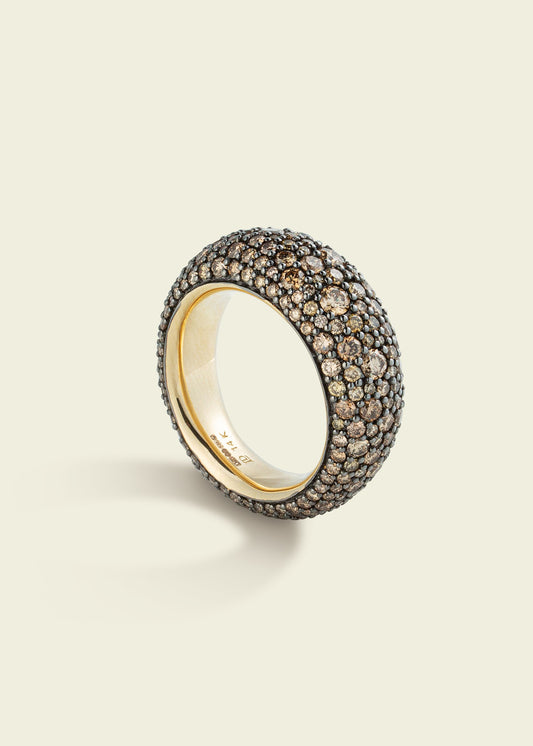 Cognac Diamond Pavé Bombé Ring