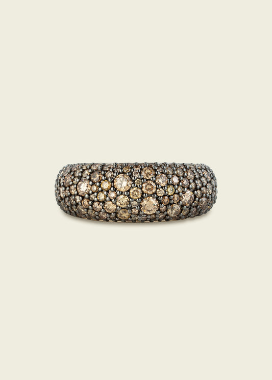 Cognac Diamond Pavé Bombé Ring
