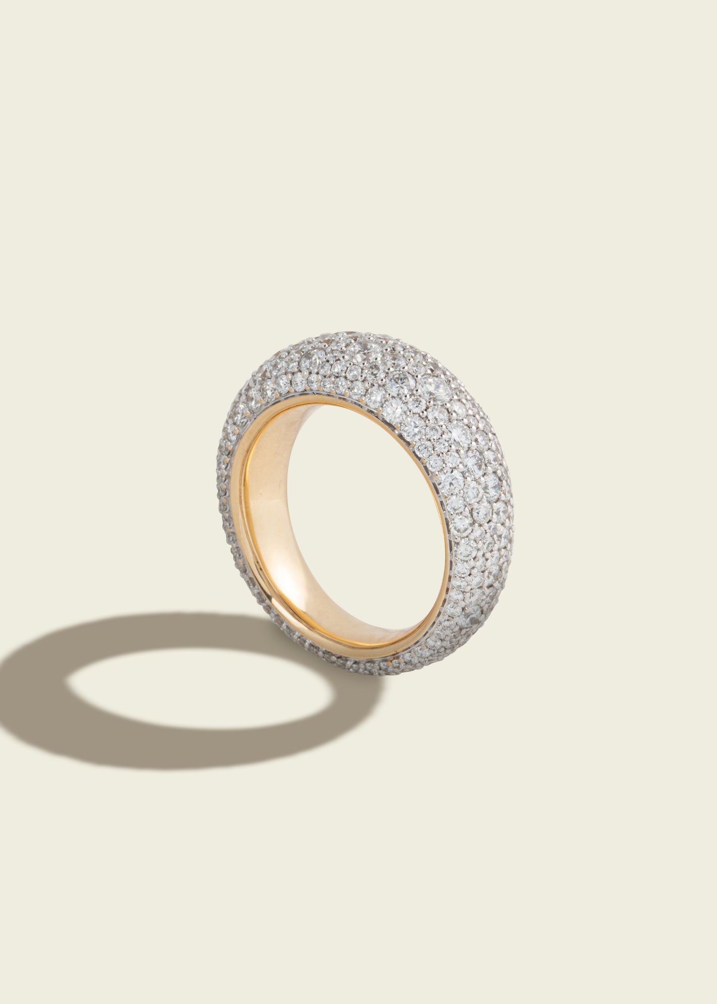 Modern Finish Victorian Set Diamond Pavé Bombé Ring