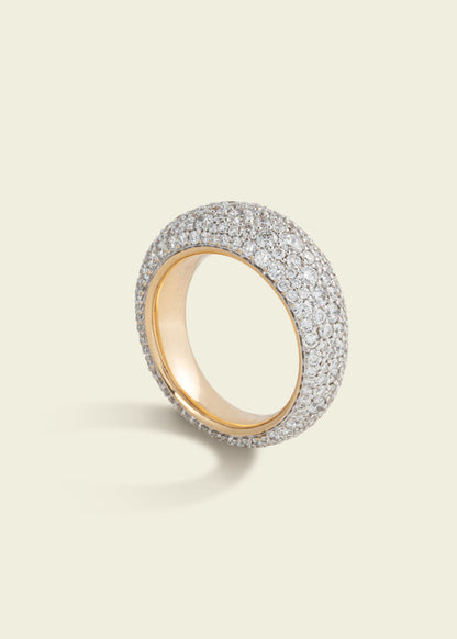 Modern Finish Victorian Set Diamond Pavé Bombé Ring