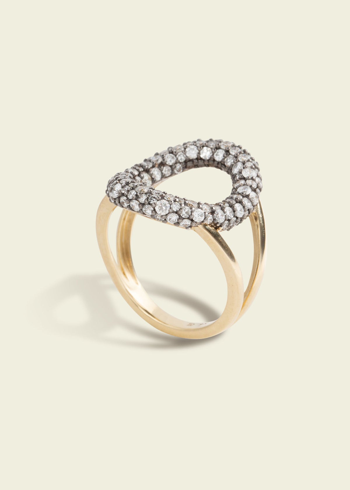 Antique Finish Diamond Oval Ring
