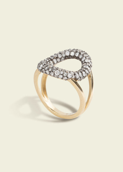 Antique Finish Diamond Oval Ring