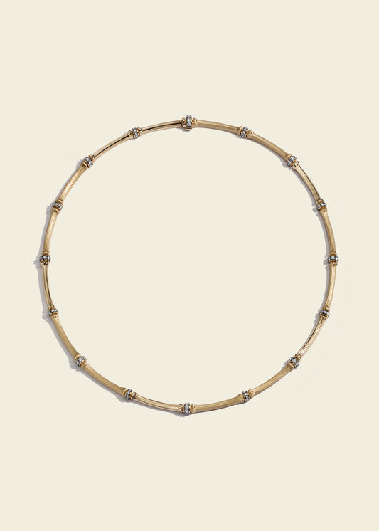 Lucy Delius 14ct gold necklace, front view
