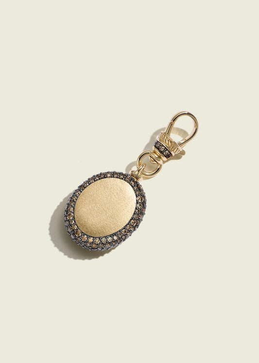 Cognac Diamond Oval Pocket Watch Pendant With Small Albert Clip