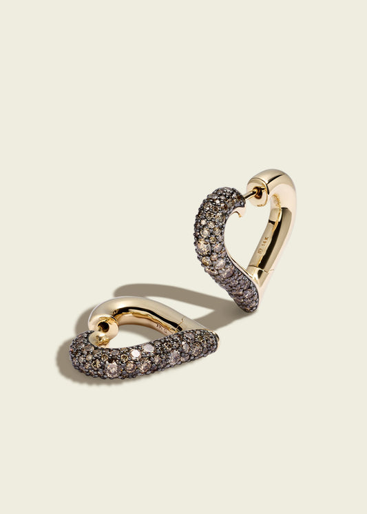Antique Finish Chubby Love Cognac Diamond Earrings