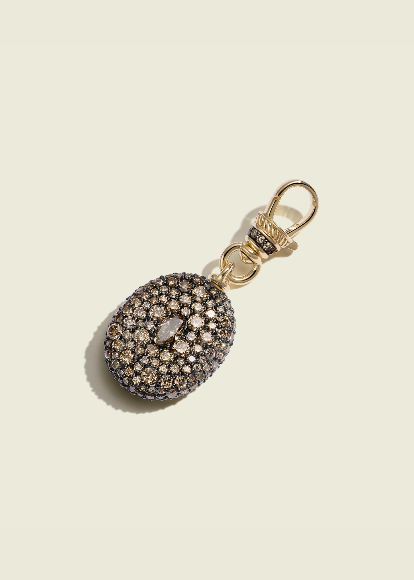 Cognac Diamond Oval Pocket Watch Pendant With Small Albert Clip
