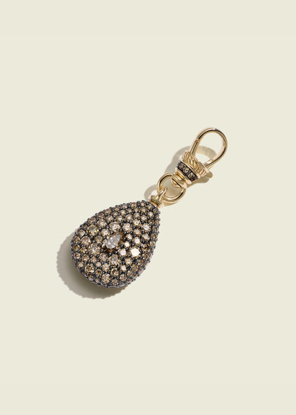 Cognac Diamond Pear Pocket Watch Pendant With Small Albert Clip