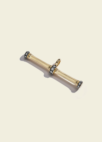 Lucy Delius 14ct gold T-bar pendant, front view