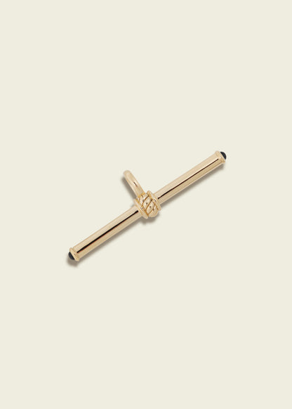 Gold T-Bar with Emerald Cabochons