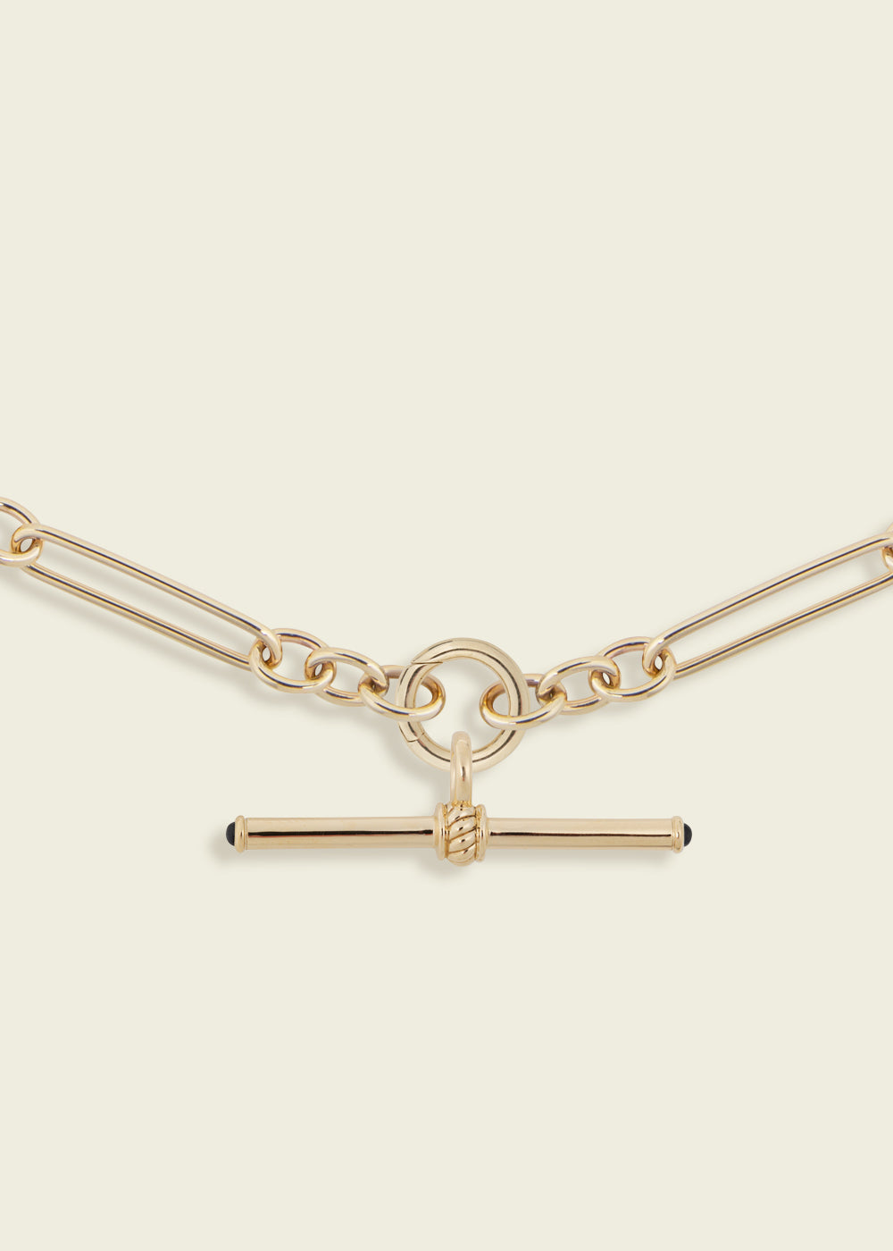 Gold T-Bar with Blue Sapphire Cabochons