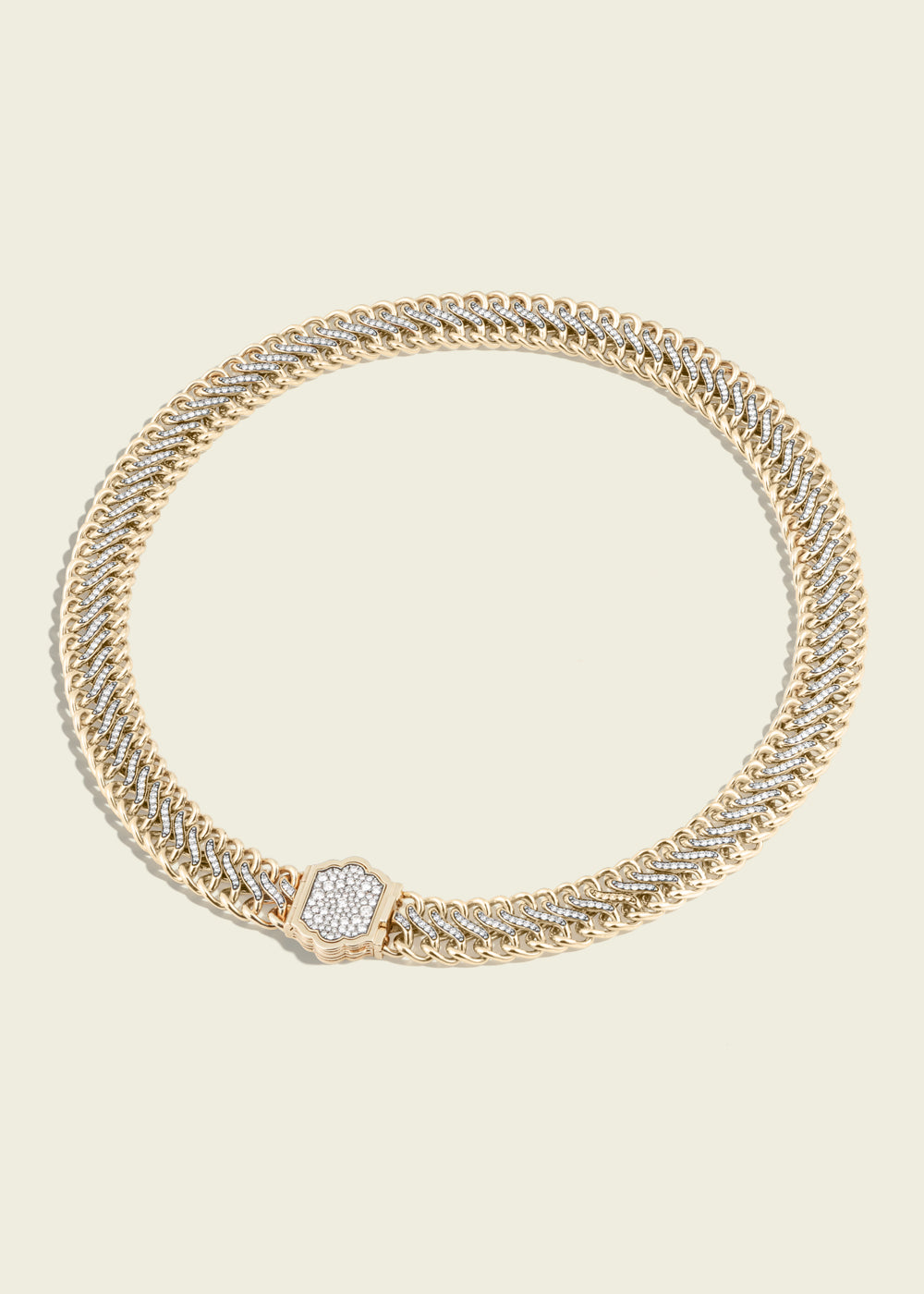 Lucy Delius natural white diamond polished 14ct gold necklace, front view