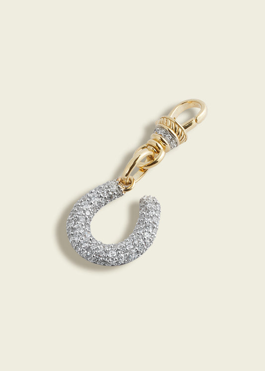 Modern Finish Diamond Horseshoe Pendant On Clip