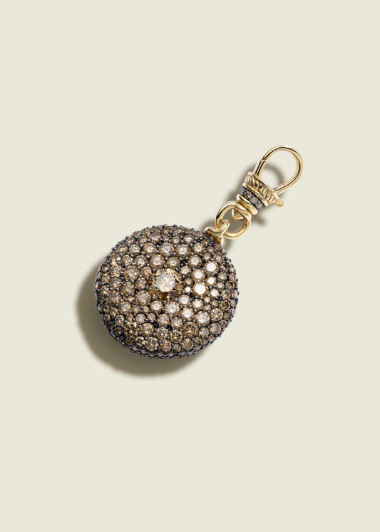 Antique Finish Large Cognac Diamond Pocket Watch Pendant