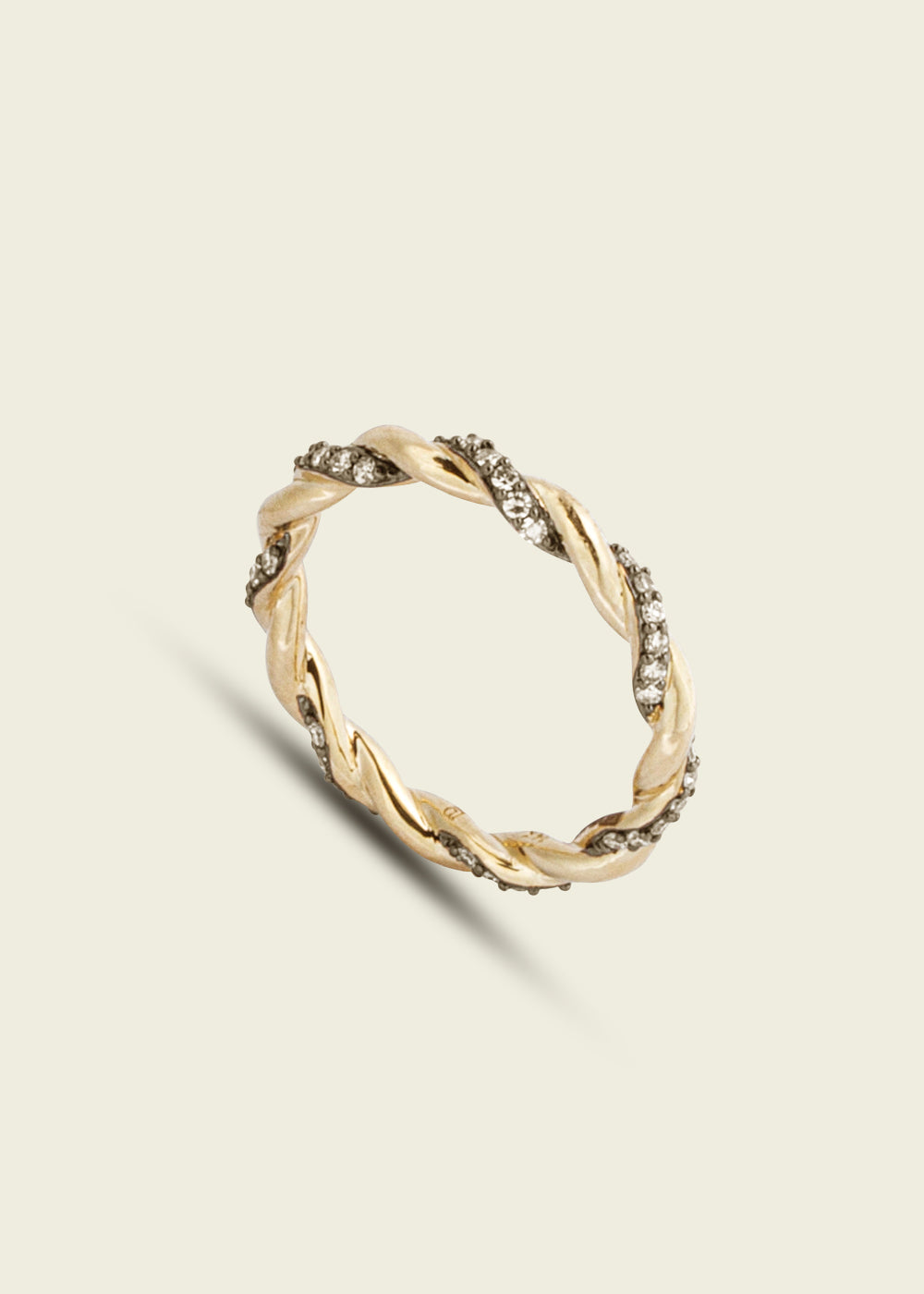 Antique Finish Diamond Twisted Rope Ring