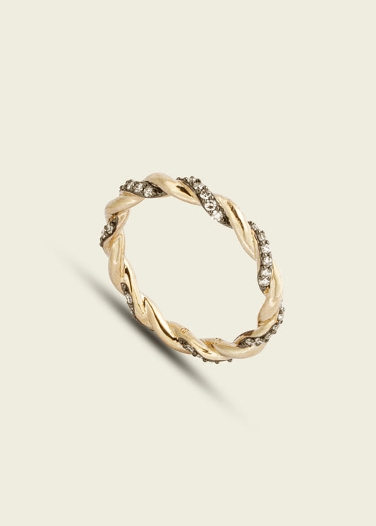 Antique Finish Diamond Twisted Rope Ring
